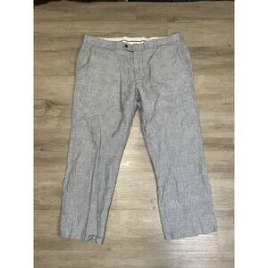Brooks Brothers Pants Mens Sz 40x26 Gray Baird McNutt Irish Linen Straight Plaid